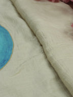 Pastel Hand Painted Pure Moonga Silk Pichwai Blouse Fabric (1 Mtr) - Luxurion World