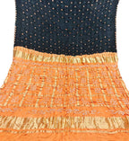 Stunning Black and Orange Checks Bandhani Gajji Silk Gharchola Saree - Luxurion World