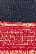 Stunning Black and Red Checks Bandhani Gajji Silk Gharchola Saree - Luxurion World