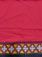 Stunning Black & Red Kantha Work Cotton Blouse Piece (0.75 Mtr) - Luxurion World