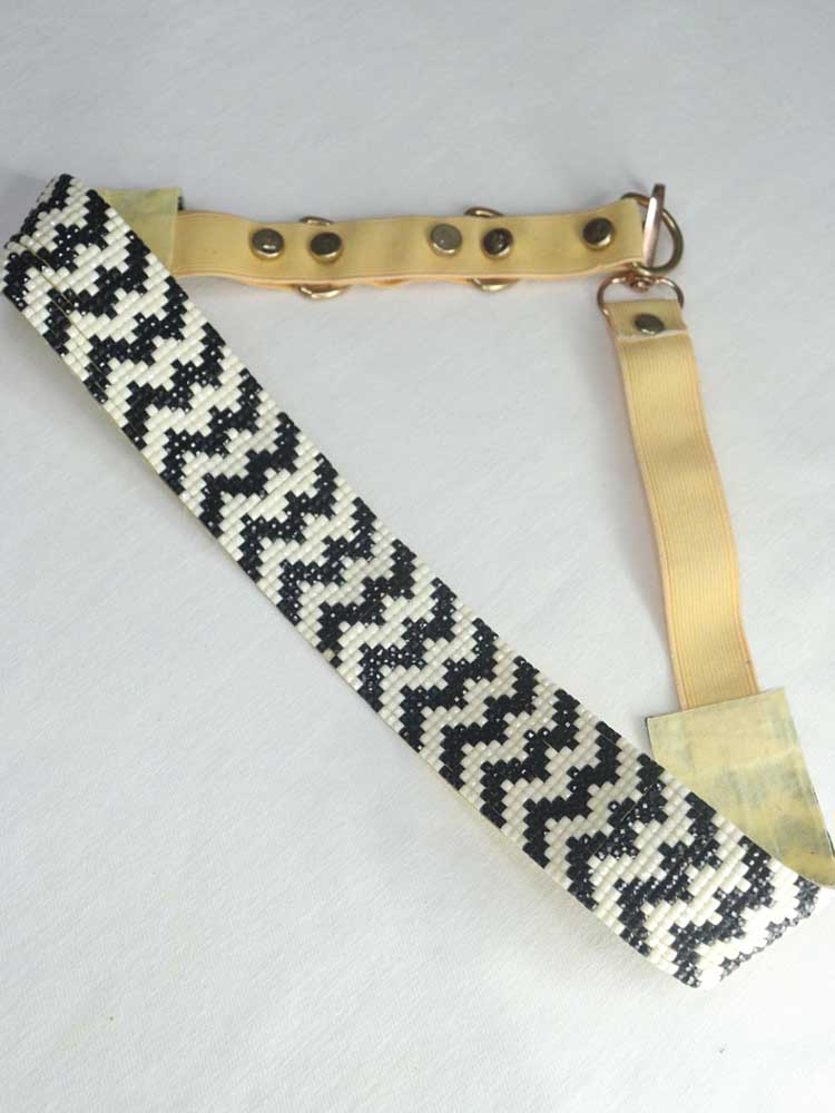 Handcrafted Black and White Beaded Belt - Traditional Design - Luxurion World