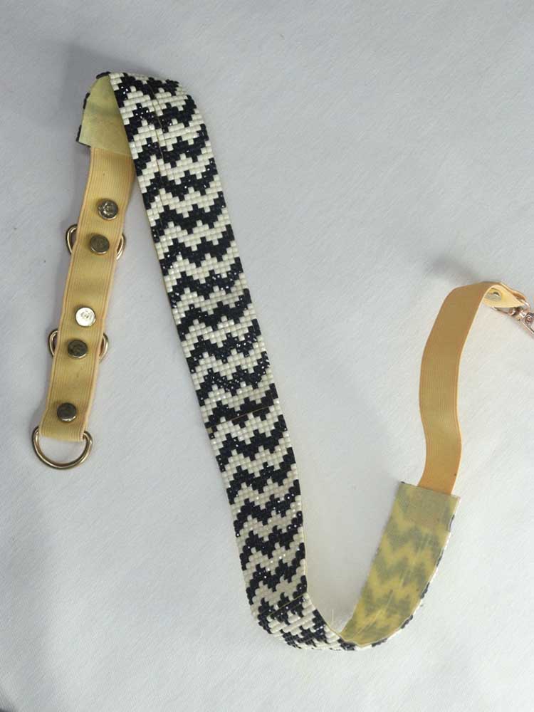 Handcrafted Black and White Beaded Belt - Traditional Design - Luxurion World