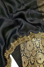 Stunning Black Banarasi Brocade Silk Suit Set with Embroidered Dupatta - Luxurion World
