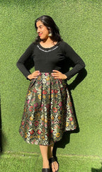 Black Banarasi Kim Khwab Skirt - Luxurion World