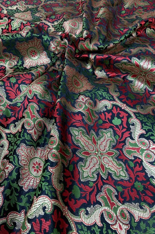 Black Banarasi Kimkhwab Silk Fabric ( 1 Mtr )