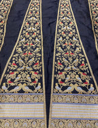 Black Banarasi Pure Katan Silk Unstitched Lehenga Set - Luxurion World