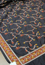 Black Banarasi Silk Dupatta - Luxurion World