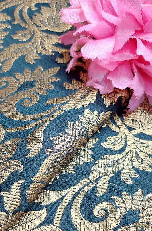 Black Banarasi Silk Fabric ( 1 Mtr ) - Luxurion World