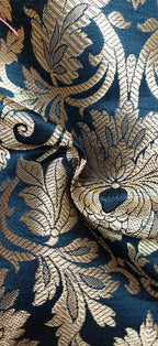 Black Banarasi Silk Fabric ( 1 Mtr ) - Luxurion World
