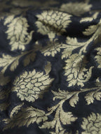 Black Banarasi Silk Fabric ( 1 Mtr ) - Luxurion World