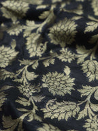 Black Banarasi Silk Fabric ( 1 Mtr ) - Luxurion World
