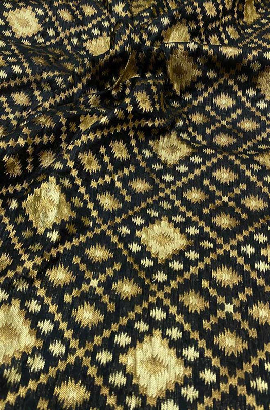 Black Banarasi Silk Fabric ( 1 Mtr ) - Luxurion World