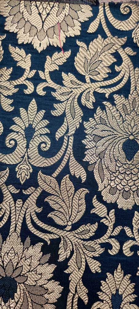 Black Banarasi Silk Fabric ( 1 Mtr ) - Luxurion World