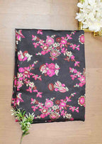 Black Banarasi Silk Meenakari Fabric ( 1 Mtr ) - Luxurion World