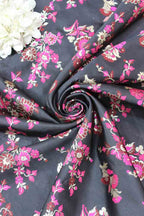 Black Banarasi Silk Meenakari Fabric ( 1 Mtr ) - Luxurion World