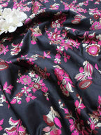 Black Banarasi Silk Meenakari Fabric ( 1 Mtr ) - Luxurion World