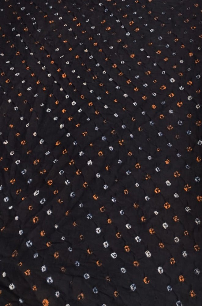 Black Bandhani Cotton Silk Fabric (  1 Mtr ) - Luxurion World