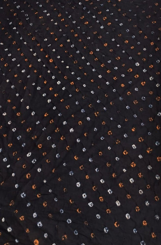 Black Bandhani Cotton Silk Fabric (  1 Mtr ) - Luxurion World