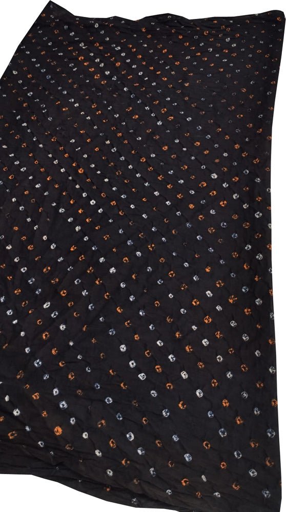 Black Bandhani Cotton Silk Fabric (  1 Mtr ) - Luxurion World