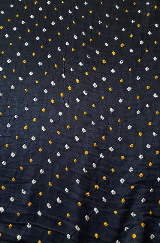 Black Bandhani Pure Gajji Silk Fabric ( 1 Mtrs ) - Luxurion World
