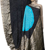 Black Bandhani Pure Silk Kanjeevaram Border Saree - Luxurion World
