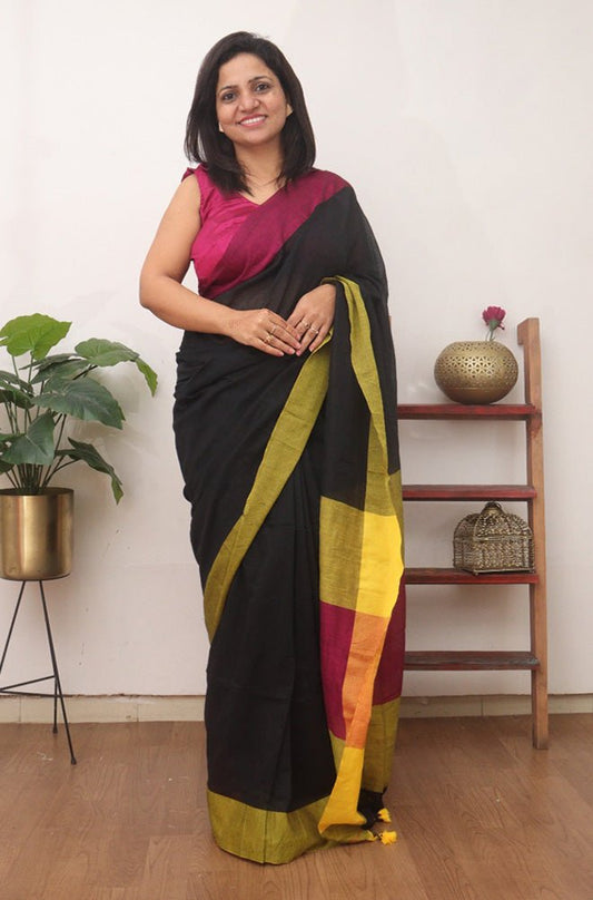 Elegant Black Bengal Cotton Saree Collection - Luxurion World