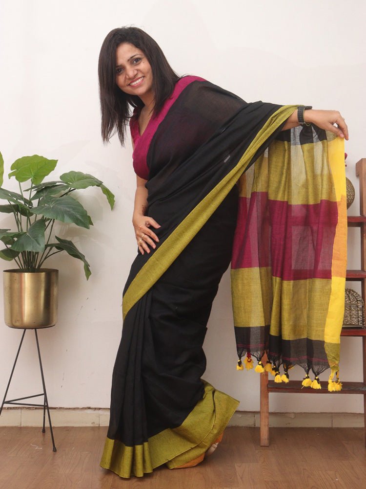 Black Bengal Cotton Saree