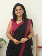 Black Bengal Plain Cotton Saree - Luxurion World