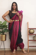Black Bengal Plain Cotton Saree - Luxurion World