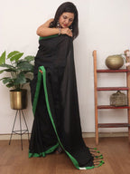 Black Bengal Plain Cotton Saree - Luxurion World