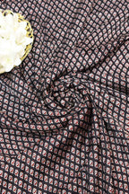 Black Block Printed Ajrakh Modal Silk Fabric ( 1 Mtr ) - Luxurion World