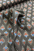 Black Block Printed Cotton Fabric ( 1 Mtr ) - Luxurion World