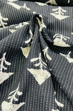 Black Block Printed Cotton Fabric ( 1 Mtr ) - Luxurion World