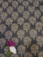 Black Block Printed Kalamkari Cotton Fabric (1 mtr) - Luxurion World