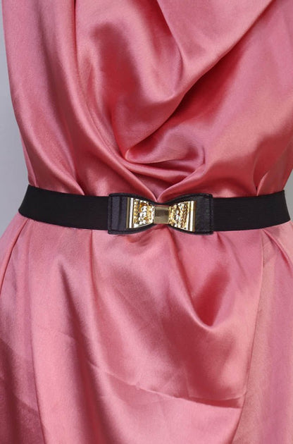 Stylish Black Bow Elastic Belt for Women - Professional Accessory - Luxurion World