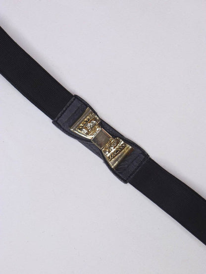 Stylish Black Bow Elastic Belt for Women - Professional Accessory