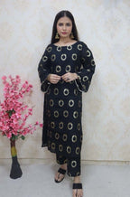 Black Brocade Kurti With Pant - Luxurion World