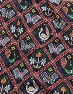 Black Digital Printed Georgette Patola Design Fabric ( 1 Mtr ) - Luxurion World