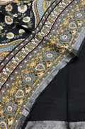 Black Digital Printed Linen Three Piece Unstitched Suit Set - Luxurion World