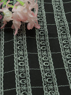 Black Embroidered Chikankari Cotton Fabric (1 Mtr) - Luxurion World