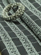 Black Embroidered Chikankari Cotton Fabric (1 Mtr) - Luxurion World