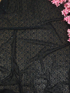 Black Embroidered Chikankari Georgette Sequins Work Fabric ( 0.75 Mtr ) - Luxurion World