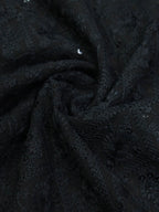Black Embroidered Chikankari Georgette Sequins Work Fabric ( 0.75 Mtr ) - Luxurion World