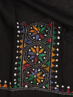 Black Embroidered Kantha Cotton Blouse Piece Fabric ( 1 Mtr ) - Luxurion World
