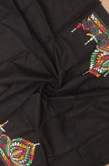 Black Embroidered Kantha Cotton Blouse Piece Fabric ( 1 Mtr ) - Luxurion World