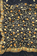 Black Embroidered Kashmiri Aari Work Georgette Floral Design Saree - Luxurion World