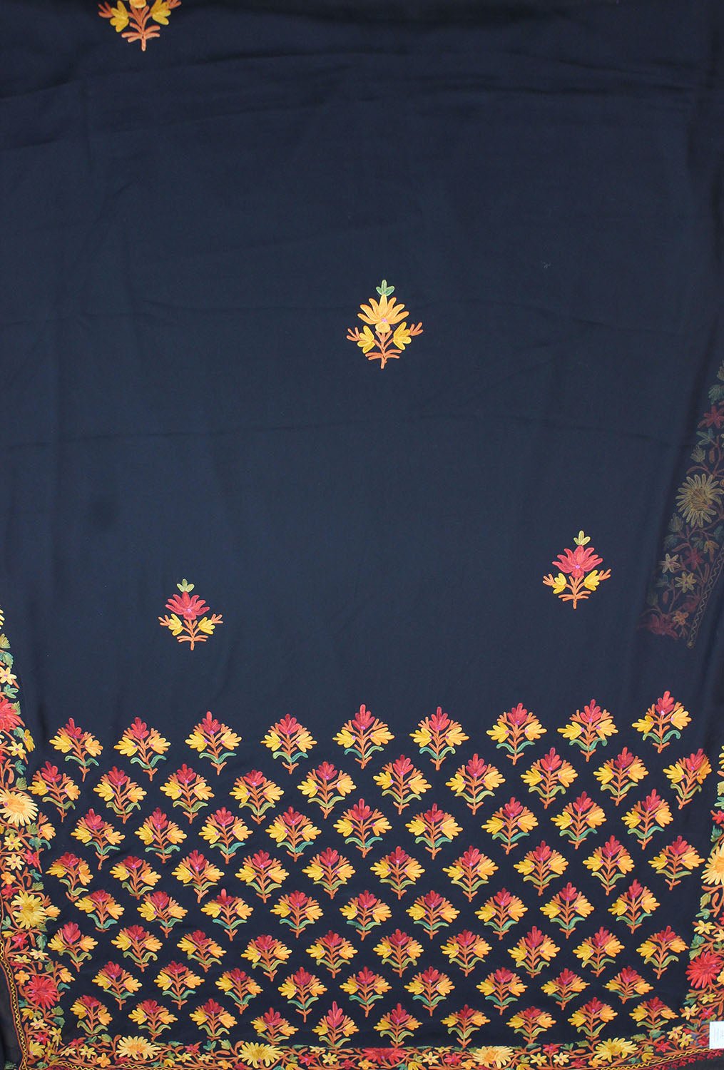 Black Embroidered Kashmiri Aari Work Georgette Saree - Luxurion World