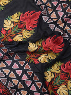 Black Embroidered Kashmiri Aari Work Georgette Saree - Luxurion World