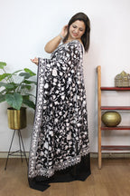 Black Embroidered Kashmiri Aari Work Georgette Saree - Luxurion World