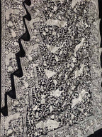 Black Embroidered Parsi Gara Georgette Floral And Bird Design Saree - Luxurion World